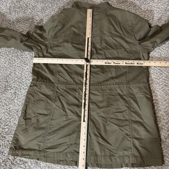 Banana Republic Jacket Womens XL Green Military Patch Utility Cotton Coat - Picture 7 of 9